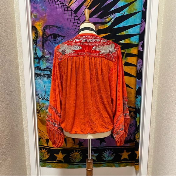 🌈 Lovely FP orange boho velvet top - Picture 6 of 14